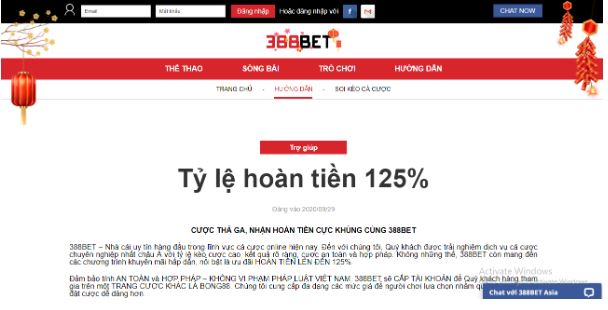 Đến với nhà cái 388BET sẽ có rất nhiều ưu đãi hấp dẫn