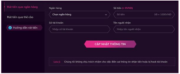 Bạn chỉ cần tốn 5 phút là đã có thể rút tiền về từ nhà cái