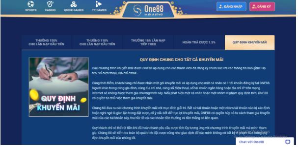 Xuyên suốt các sự kiện là những ưu đãi đến từ ONE88