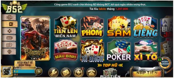 Kho game của nhà cái B52 cũng vô cùng đa dạng và phong phú